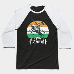 Shivaji Maharaj Statue Indian India Flag Marathi King Baseball T-Shirt